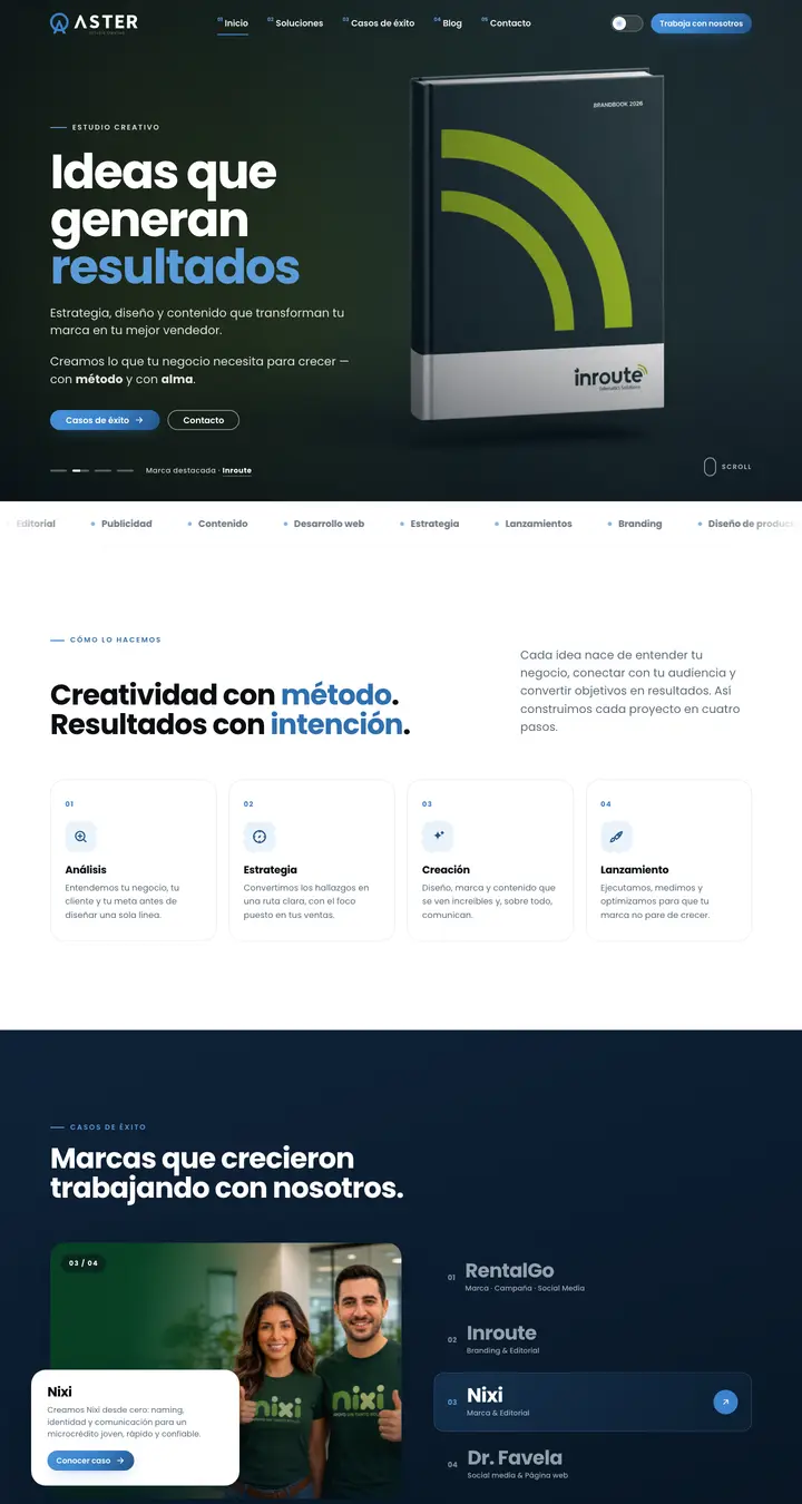 Vista previa del sitio web de Aster Estudio Creativo