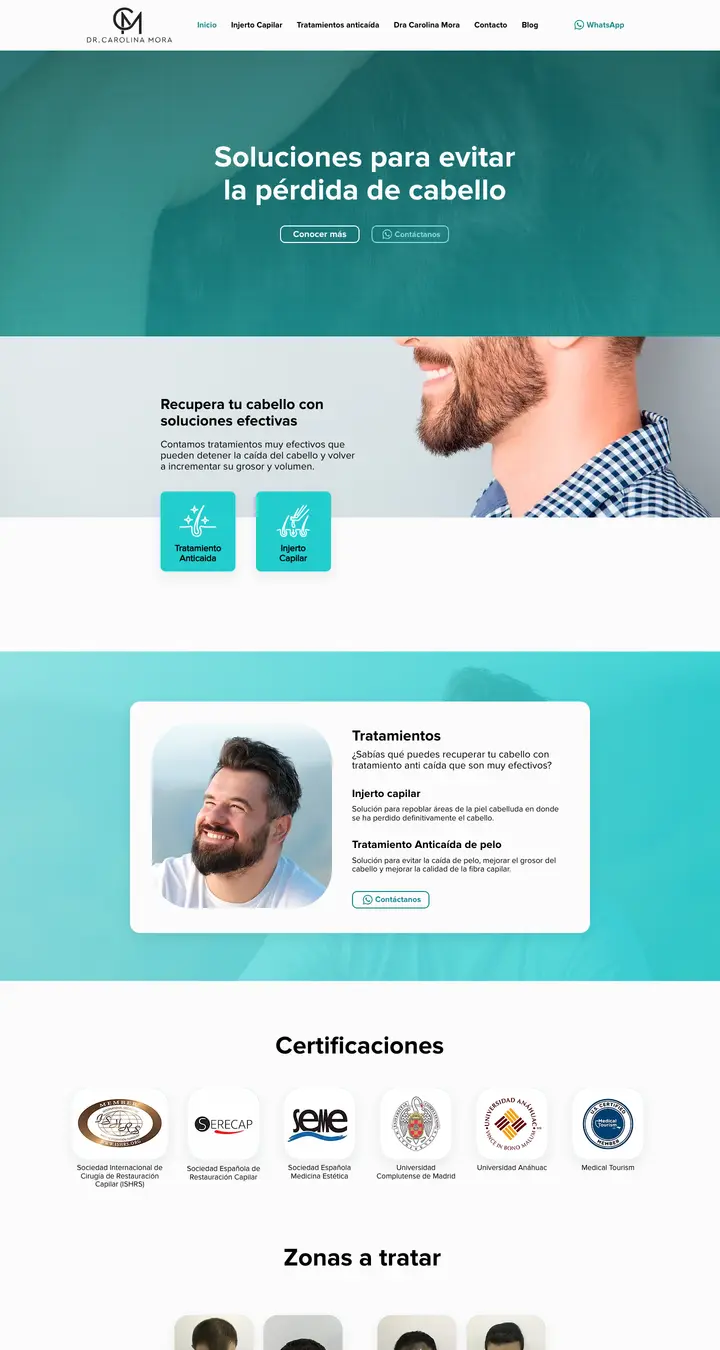 Vista previa del sitio web de Capelli Hair Restoration