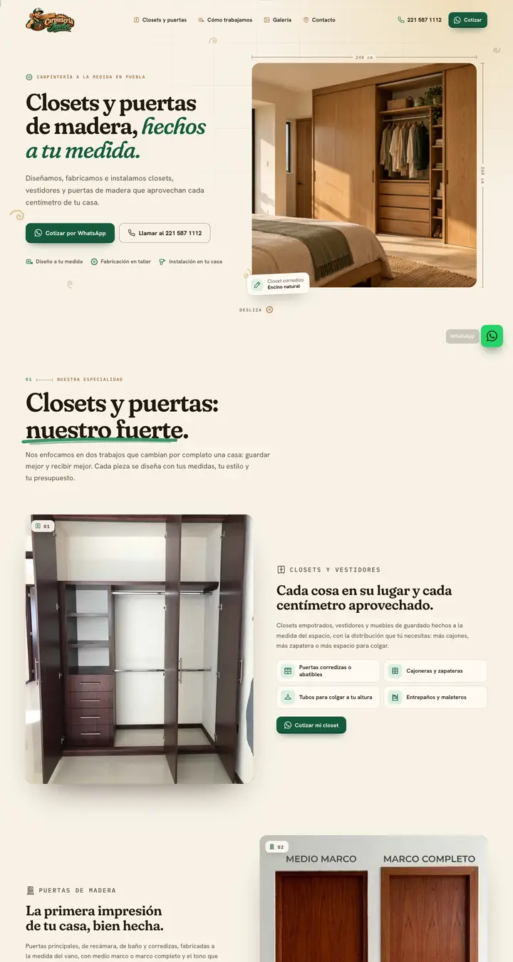 Vista previa del sitio web de Carpintería Jade