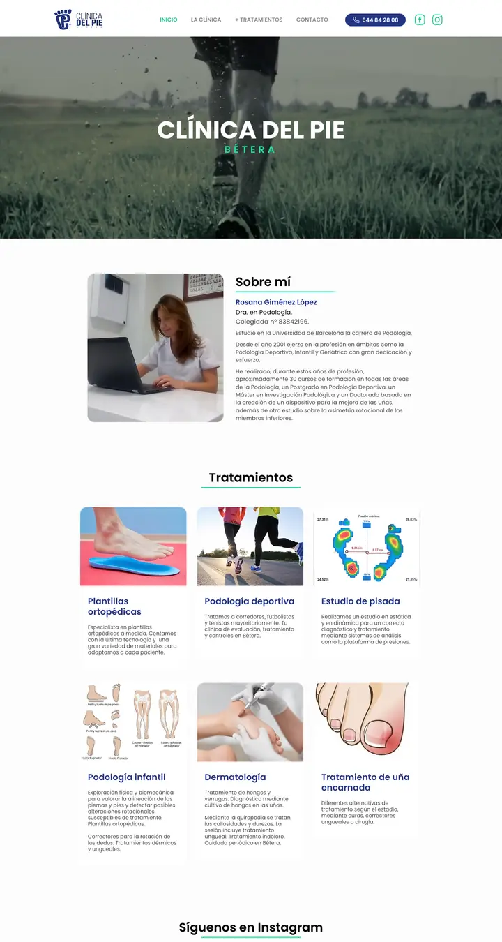 Vista previa del sitio web de Clínica del Pie Bétera