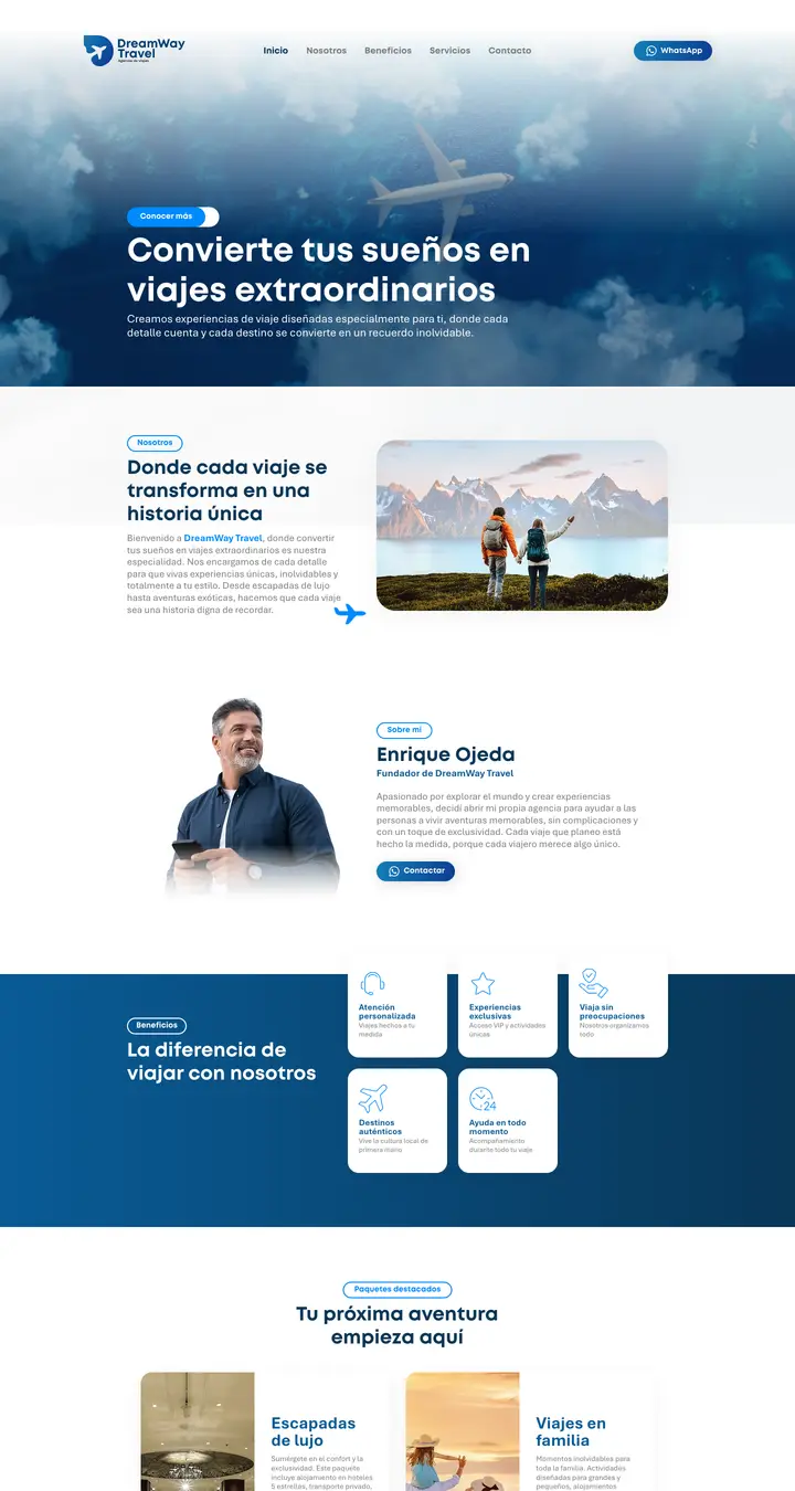 Vista previa del sitio web de DreamWay Travel