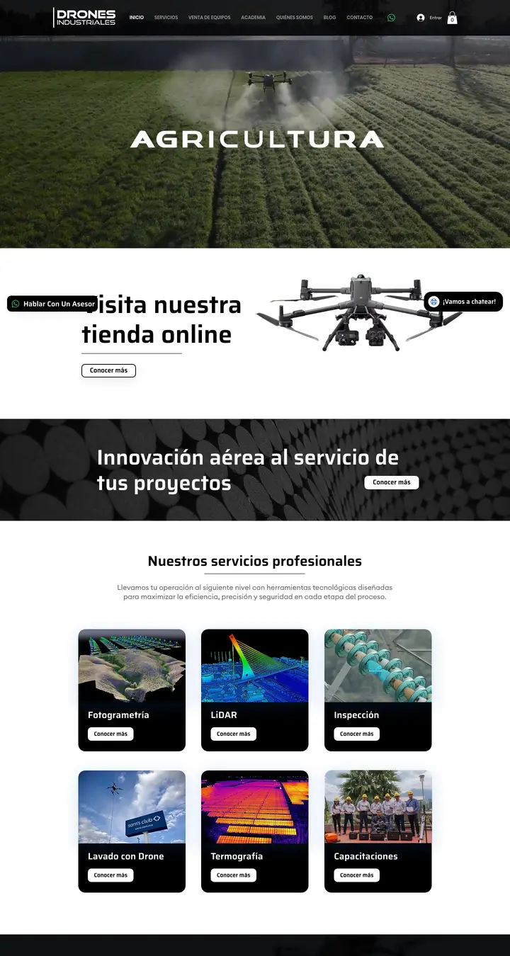Vista previa del sitio web de Drones Industriales