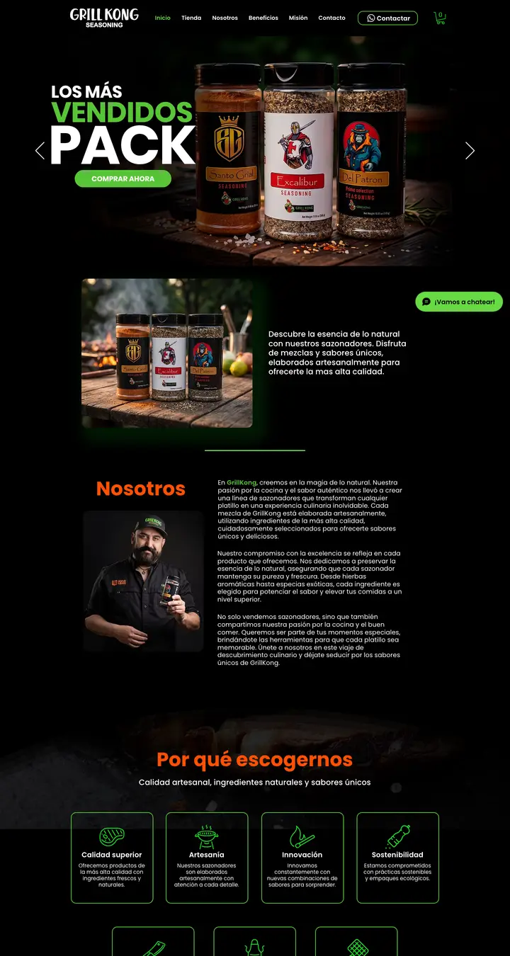 Vista previa del sitio web de Grill Kong Sazonadores
