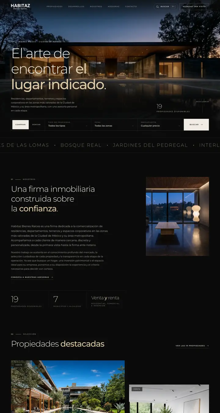 Vista previa del sitio web de Habitaz Bienes Raíces