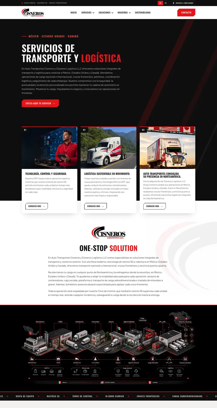 Vista previa del sitio web de Auto Transportes Cisneros